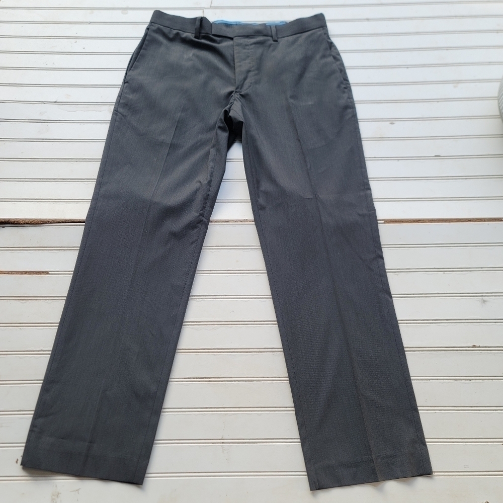 Axist Straight Leg Dress Pants Men's 33x30 Dark Gray Flat Front Slash Pocket